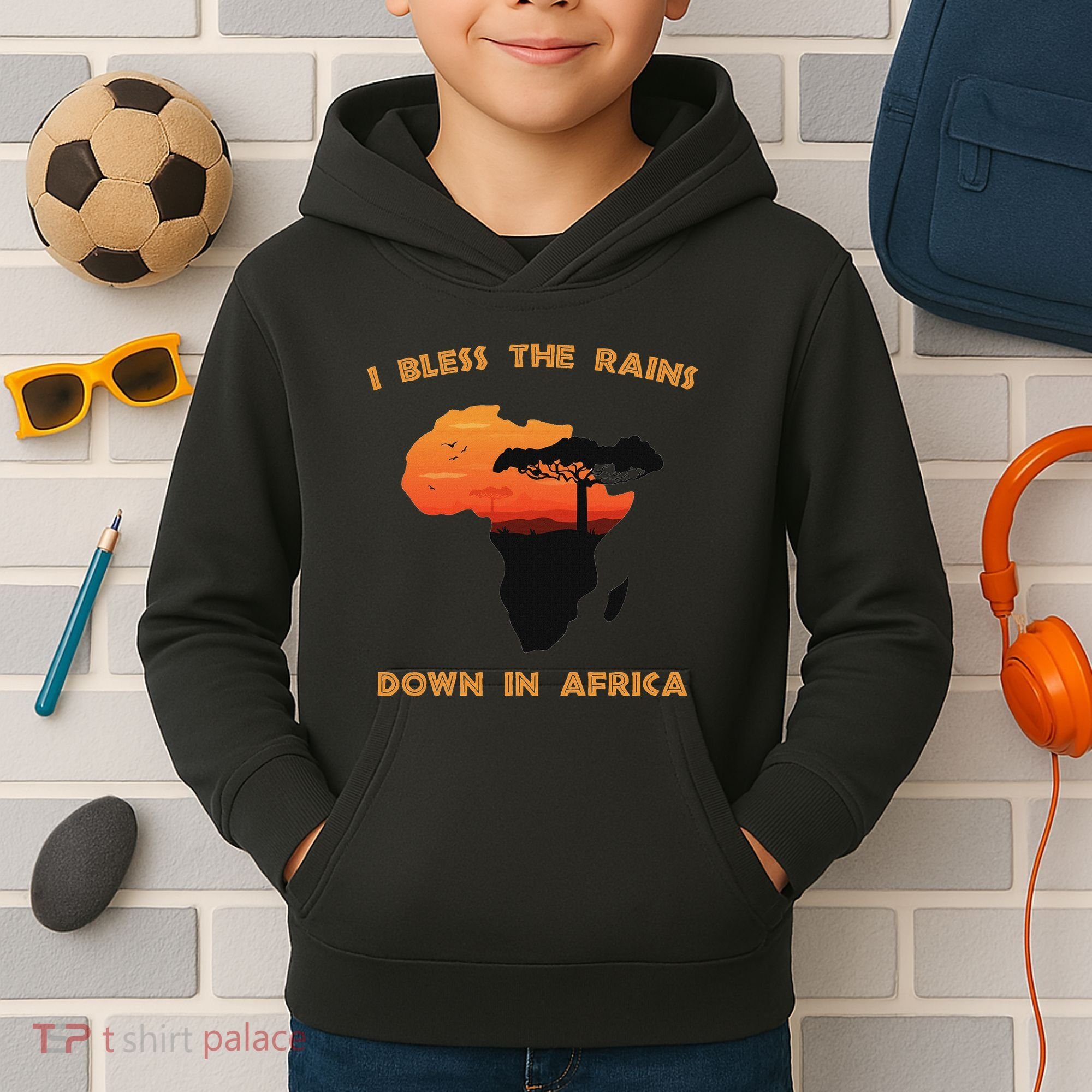 I Bless Rains Down In Africa Farmer Proud Africa Map Kids Hoodie
