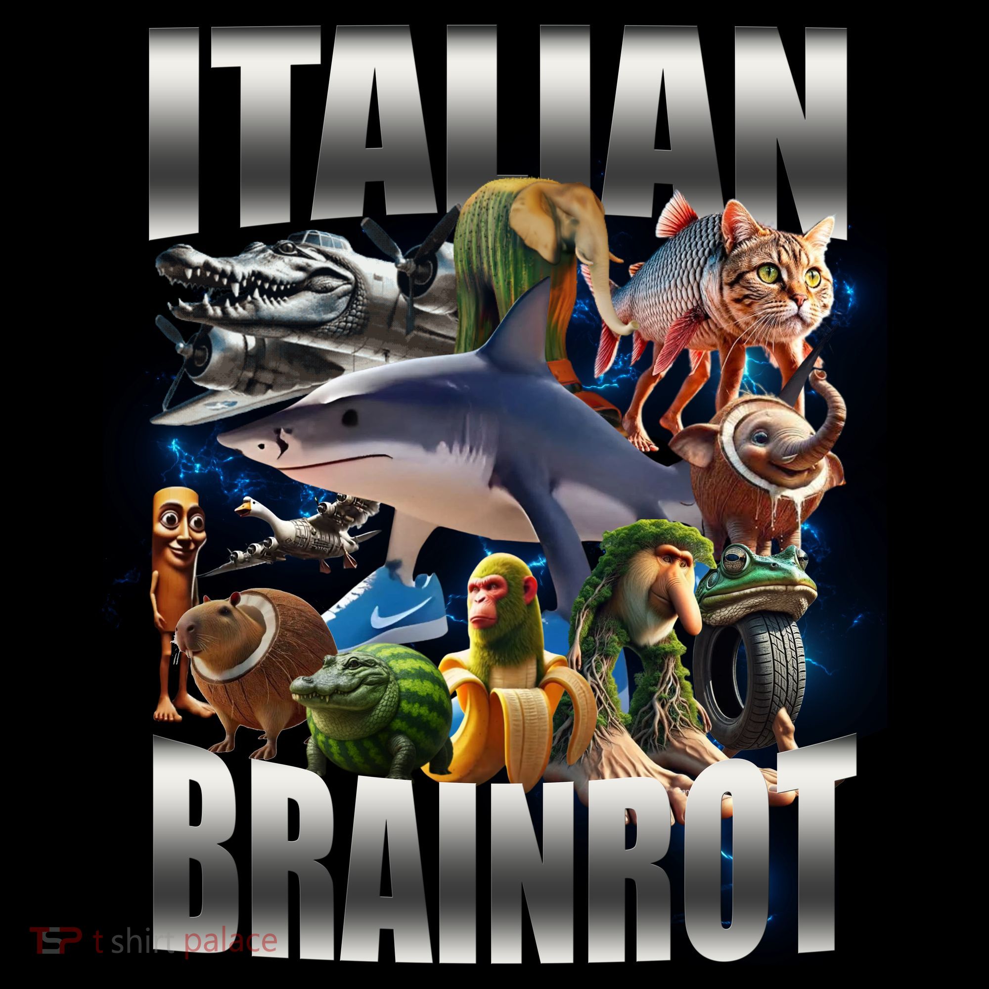 Italian Brainrot Shark Long Sleeve Shirt