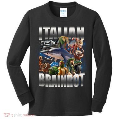 Italian Brainrot Shark Kids Long Sleeve Shirt