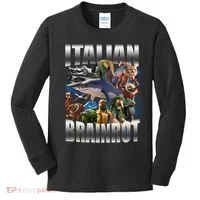Italian Brainrot Shark Kids Long Sleeve Shirt thumb 0