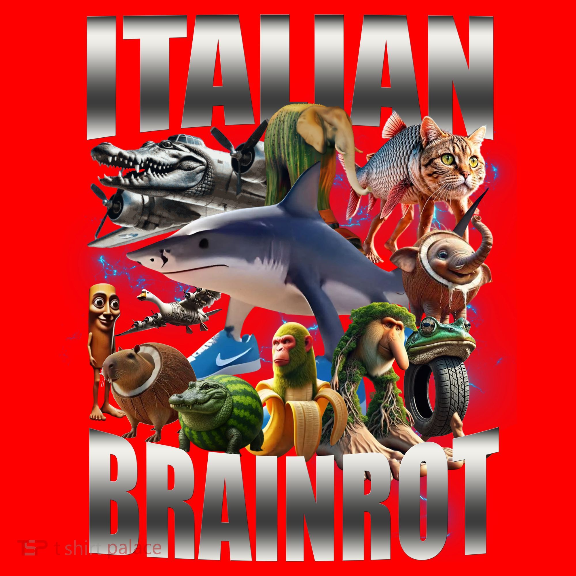 Italian Brainrot Shark Santa Hat