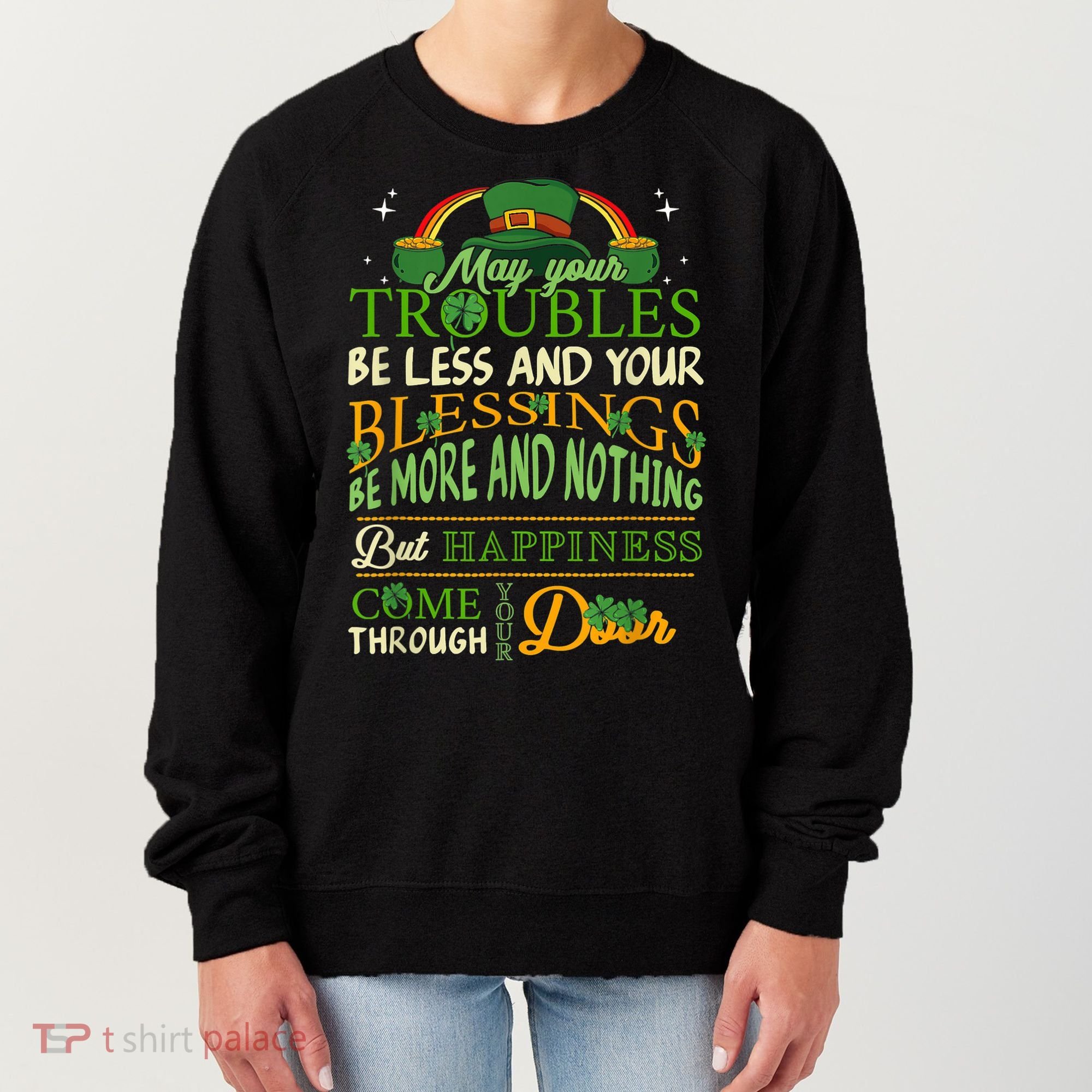 Irish Blessing St Patricks Day Leprechaun Rainbow Irish Women's Sweatshirt