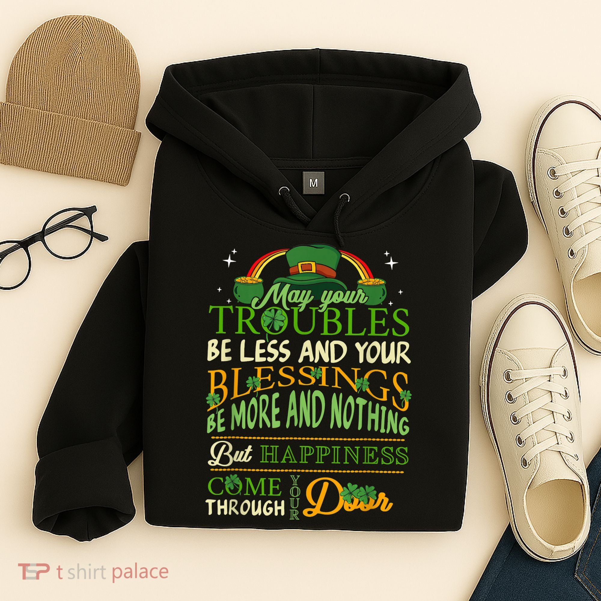 Irish Blessing St Patricks Day Leprechaun Rainbow Irish Hoodie