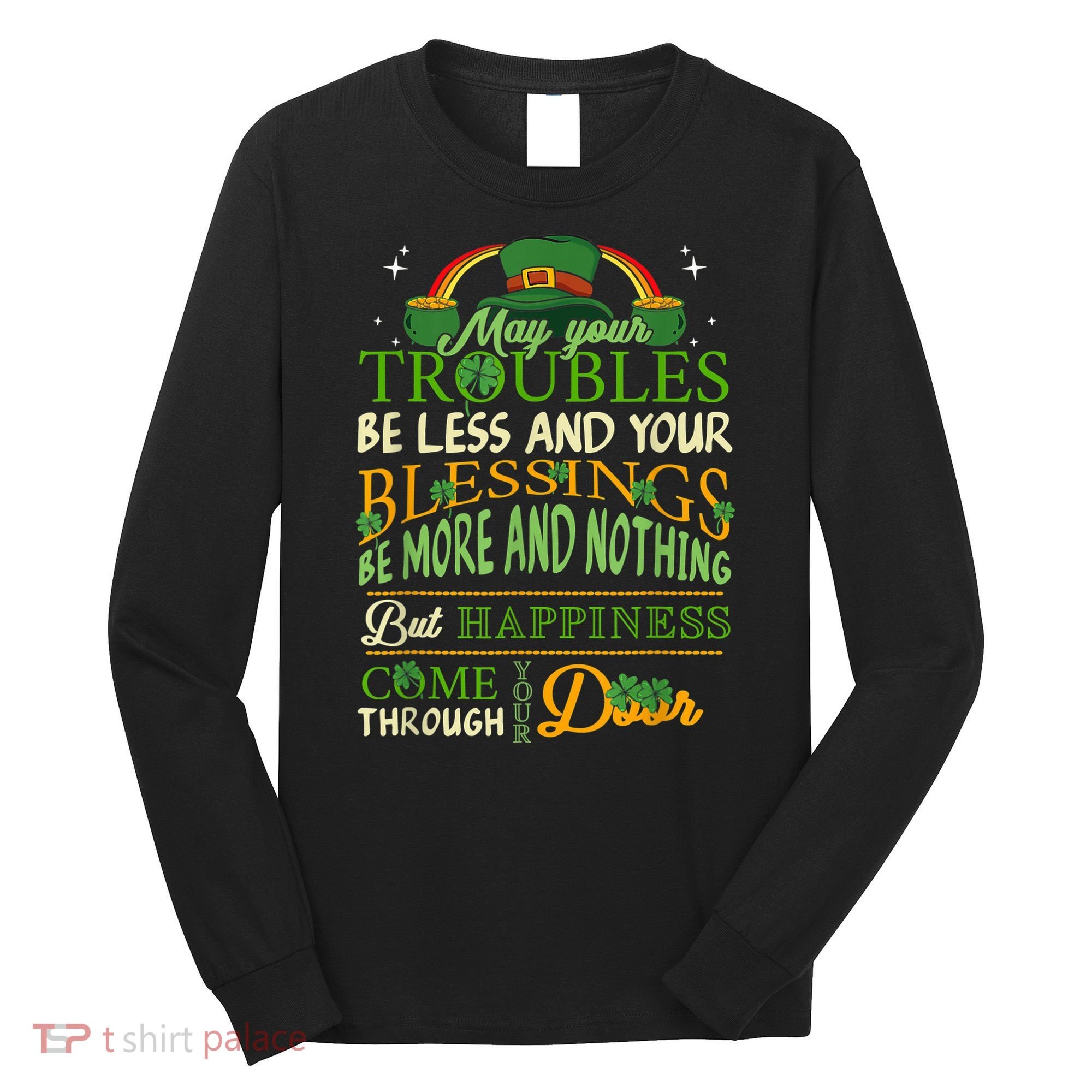 Irish Blessing St Patricks Day Leprechaun Rainbow Irish Long Sleeve Shirt