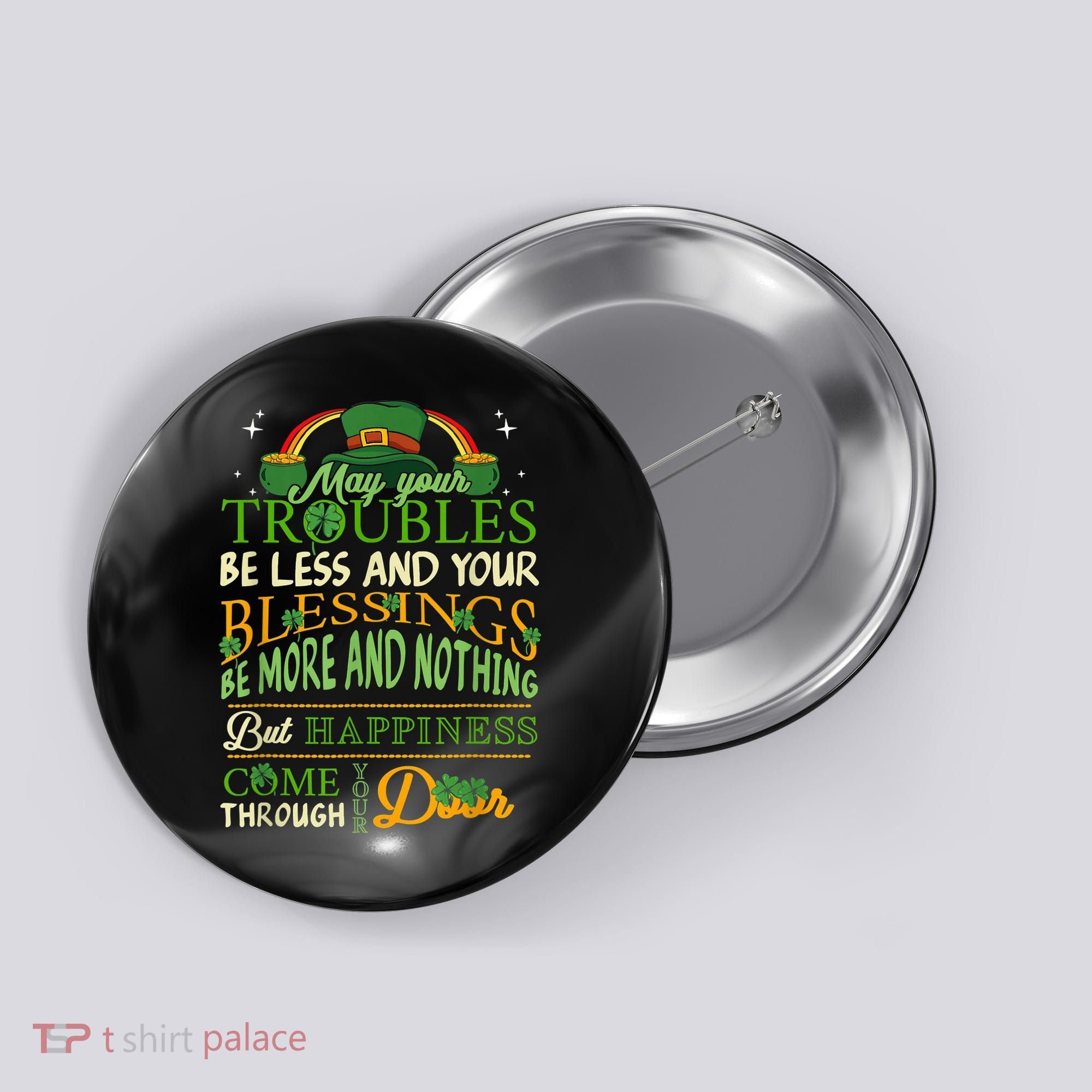 Irish Blessing St Patricks Day Leprechaun Rainbow Irish Button