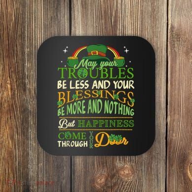 Irish Blessing St Patricks Day Leprechaun Rainbow Irish Coaster