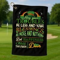 Irish Blessing St Patricks Day Leprechaun Rainbow Irish Golf Towel thumb 1