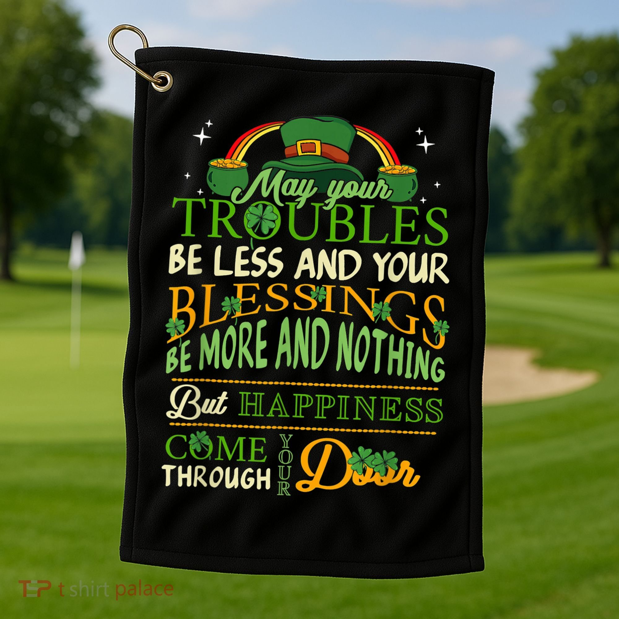 Irish Blessing St Patricks Day Leprechaun Rainbow Irish Golf Towel