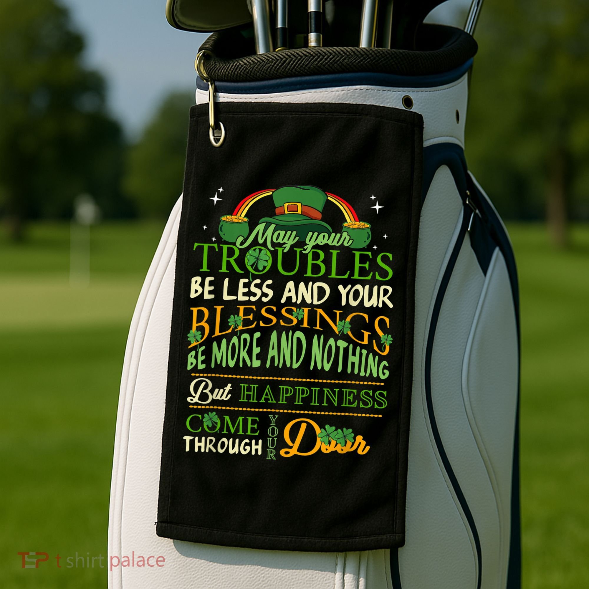 Irish Blessing St Patricks Day Leprechaun Rainbow Irish Golf Towel