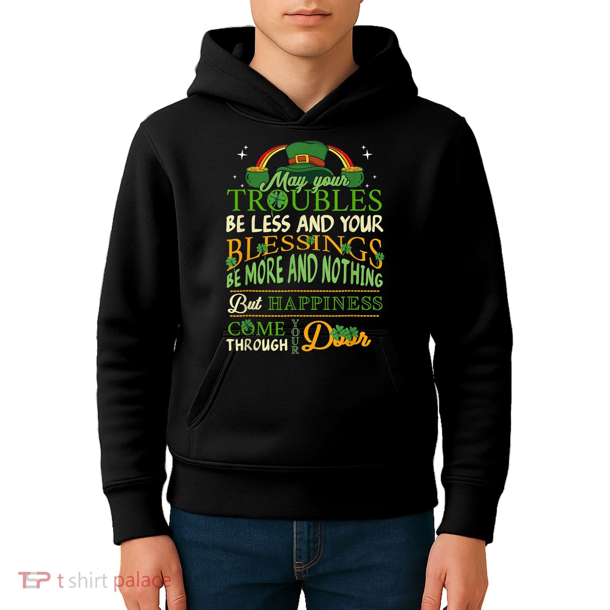 Irish Blessing St Patricks Day Leprechaun Rainbow Irish Kids Hoodie