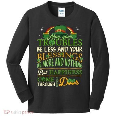 Irish Blessing St Patricks Day Leprechaun Rainbow Irish Kids Long Sleeve Shirt