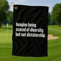 Imagine Being Scared Of Diversity But Not Dictatorship Golf Towel thumb 1