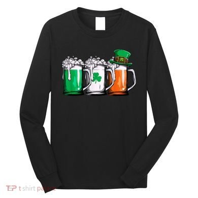 Irish Beer Ireland Flag St Patricks Day Men Women Leprechaun Long Sleeve Shirt