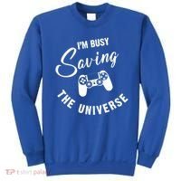 I'm Busy Saving The Universe Gamer Sweatshirt thumb 0