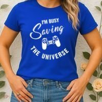I'm Busy Saving The Universe Gamer Women's T-Shirt thumb 2