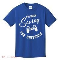 I'm Busy Saving The Universe Gamer Kids T-Shirt thumb 0