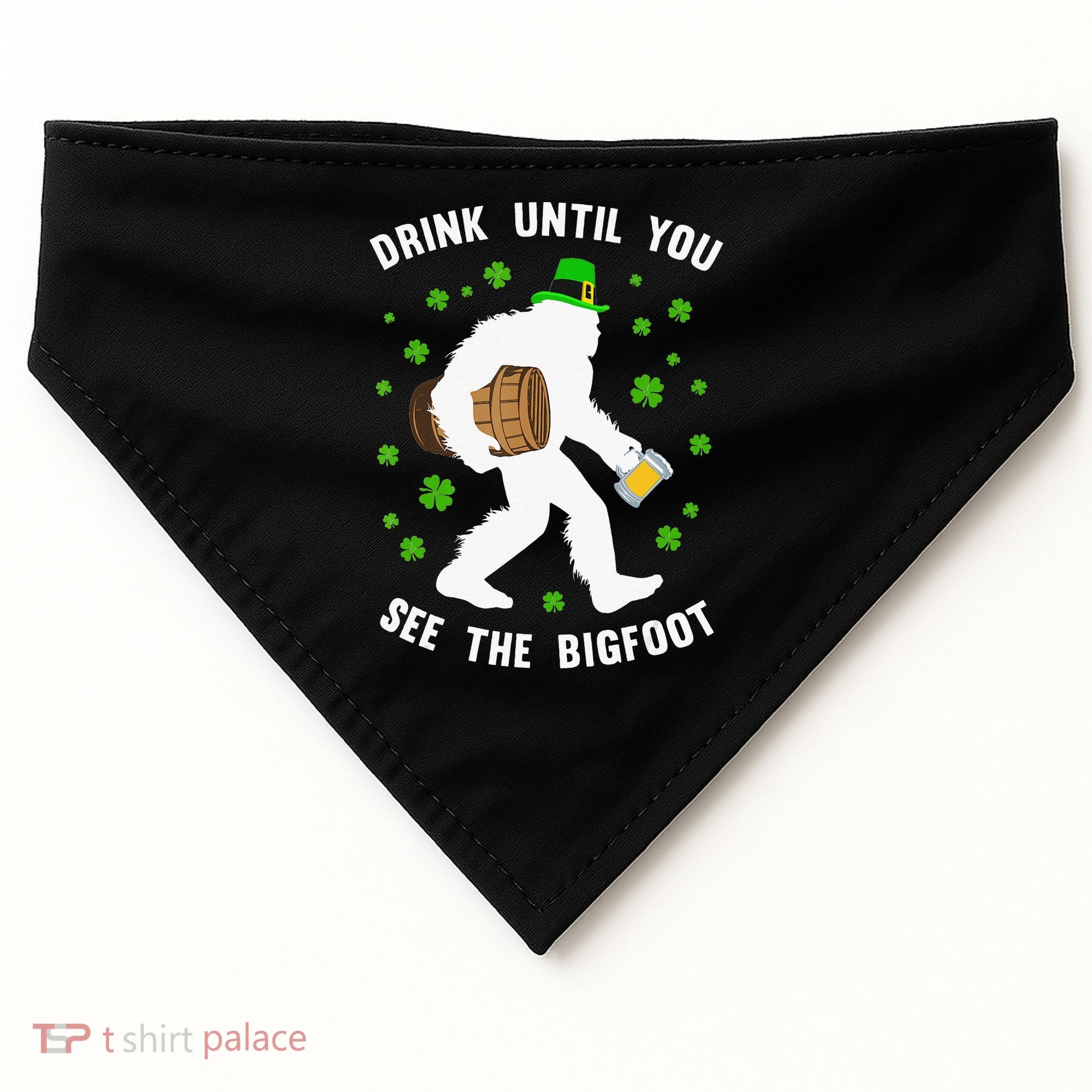 Irish Bigfoot St Patricks Day Leprechaun Sasquatch Party USA-Made Doggie Bandana