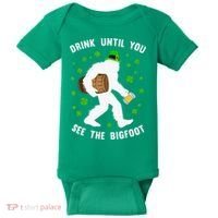 Irish Bigfoot St Patricks Day Leprechaun Sasquatch Party Baby Bodysuit thumb 0