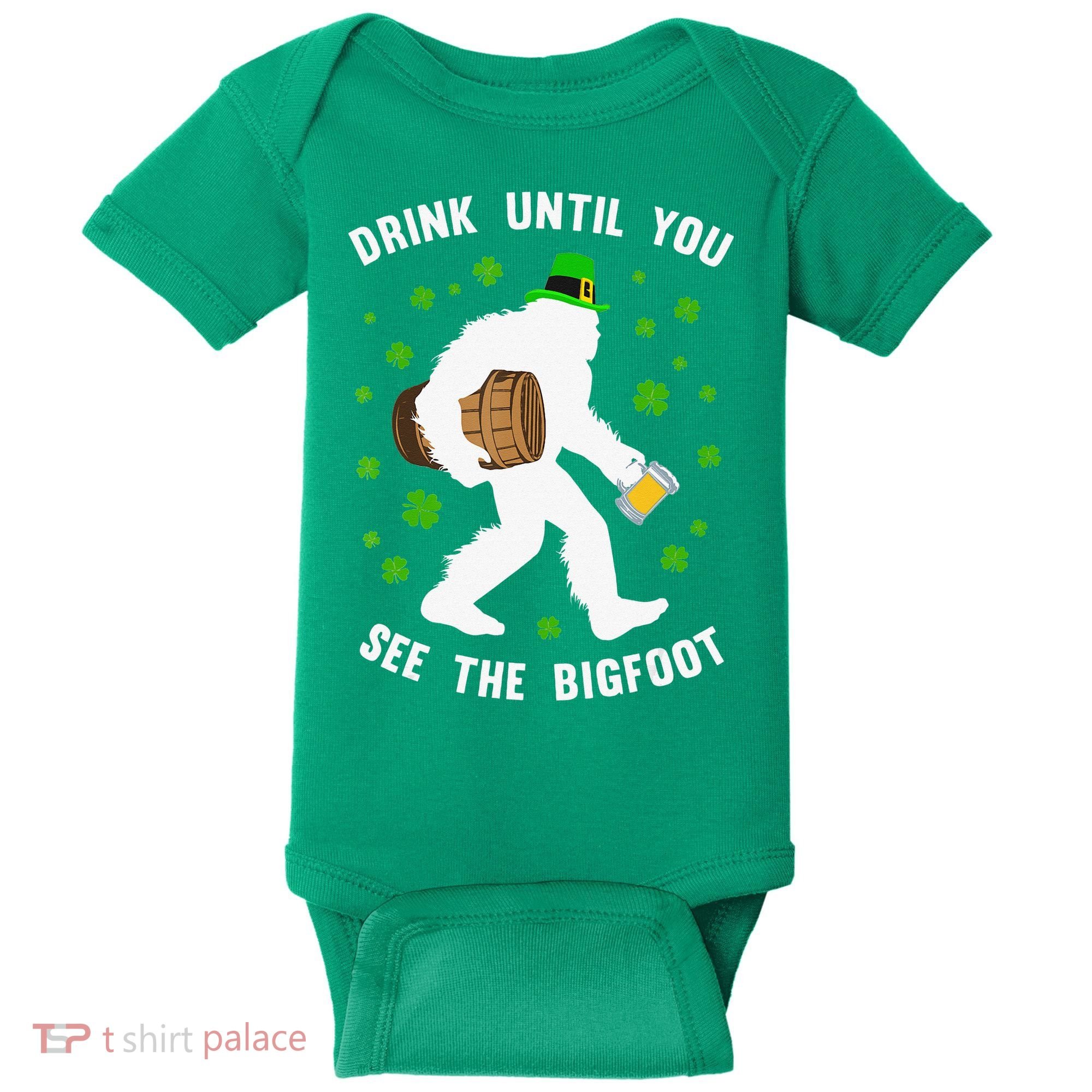 Irish Bigfoot St Patricks Day Leprechaun Sasquatch Party Baby Bodysuit