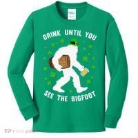 Irish Bigfoot St Patricks Day Leprechaun Sasquatch Party Kids Long Sleeve Shirt thumb 0