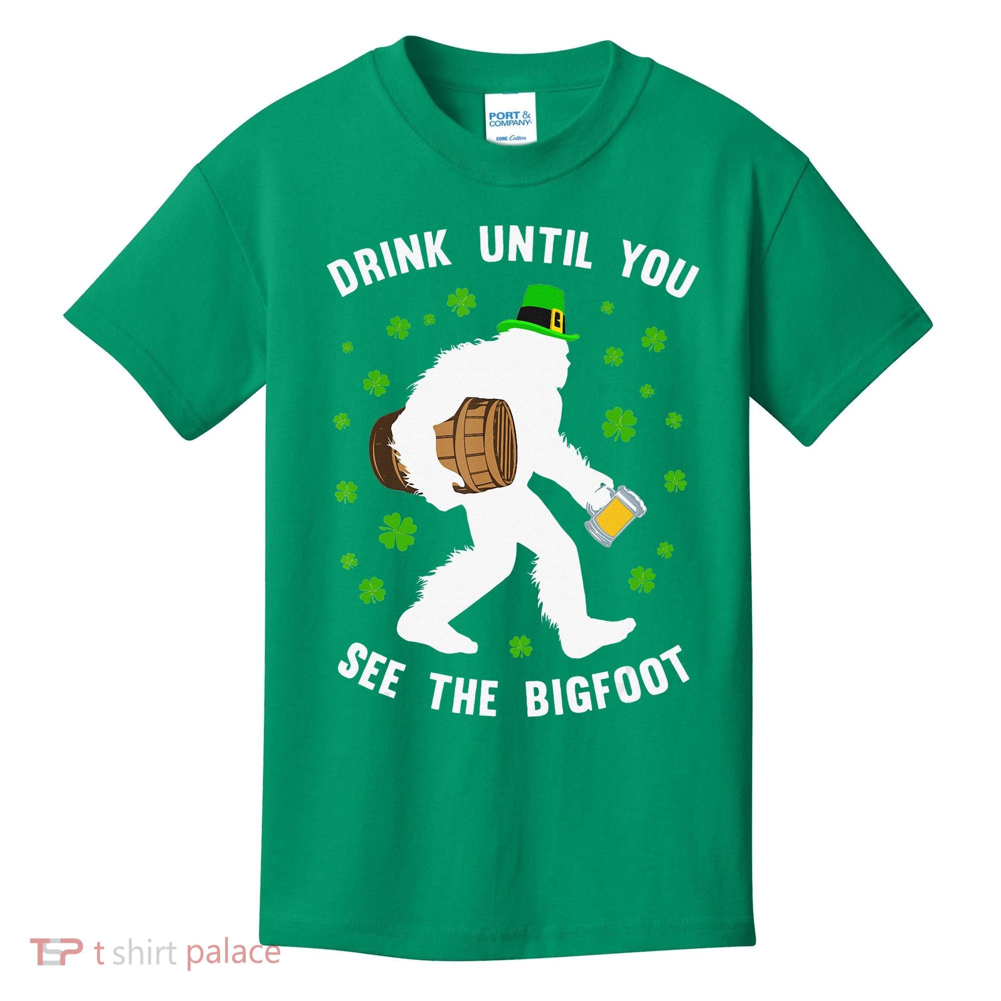 Irish Bigfoot St Patricks Day Leprechaun Sasquatch Party Kids T-Shirt