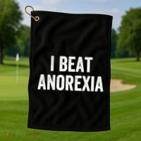 I Beat Survived Anorexia Awareness Survivor Gift Golf Towel thumb 1