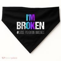 Im Broken Teal & Purple Ribbon Suicide Prevention Awareness USA-Made Doggie Bandana thumb 0