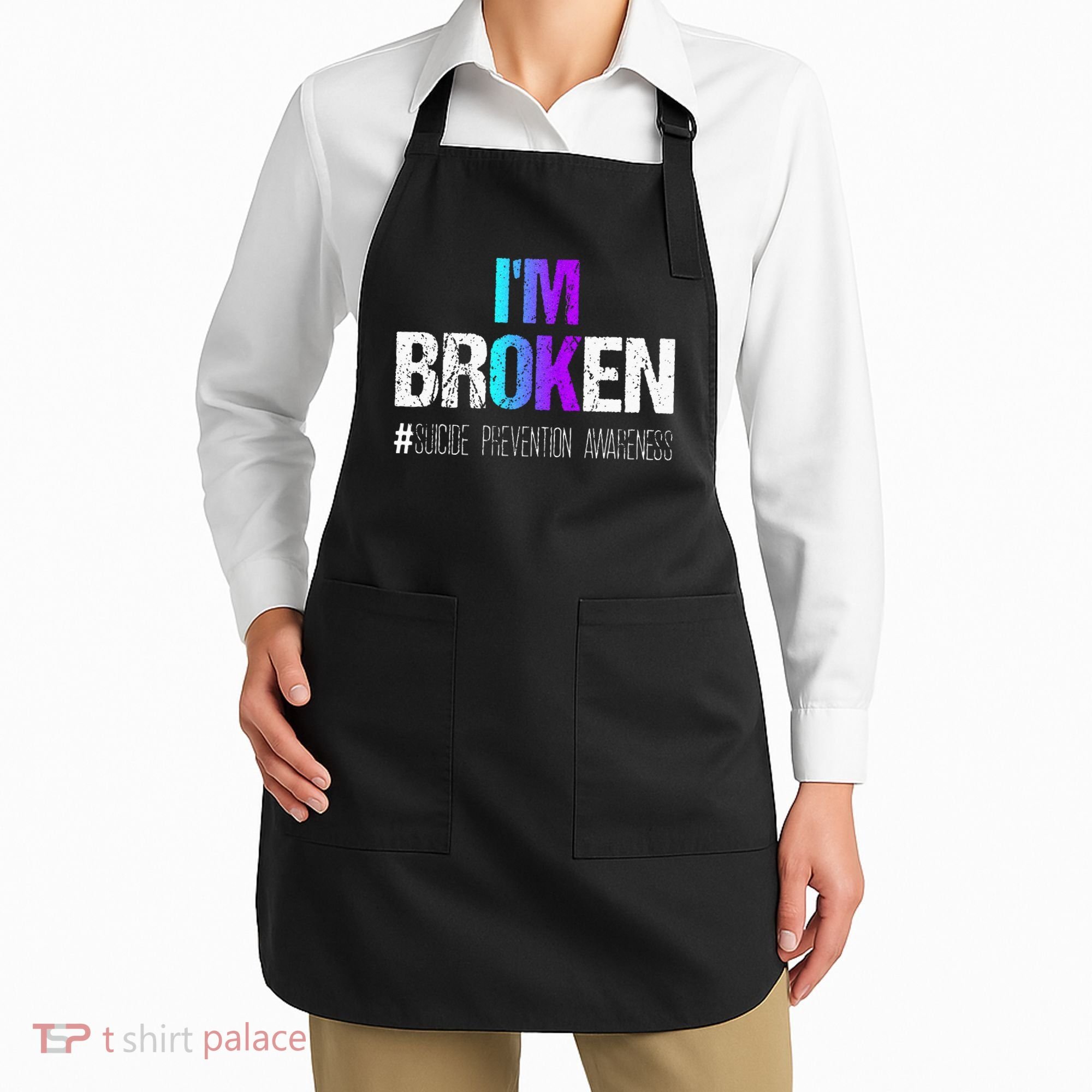 Im Broken Teal & Purple Ribbon Suicide Prevention Awareness Apron
