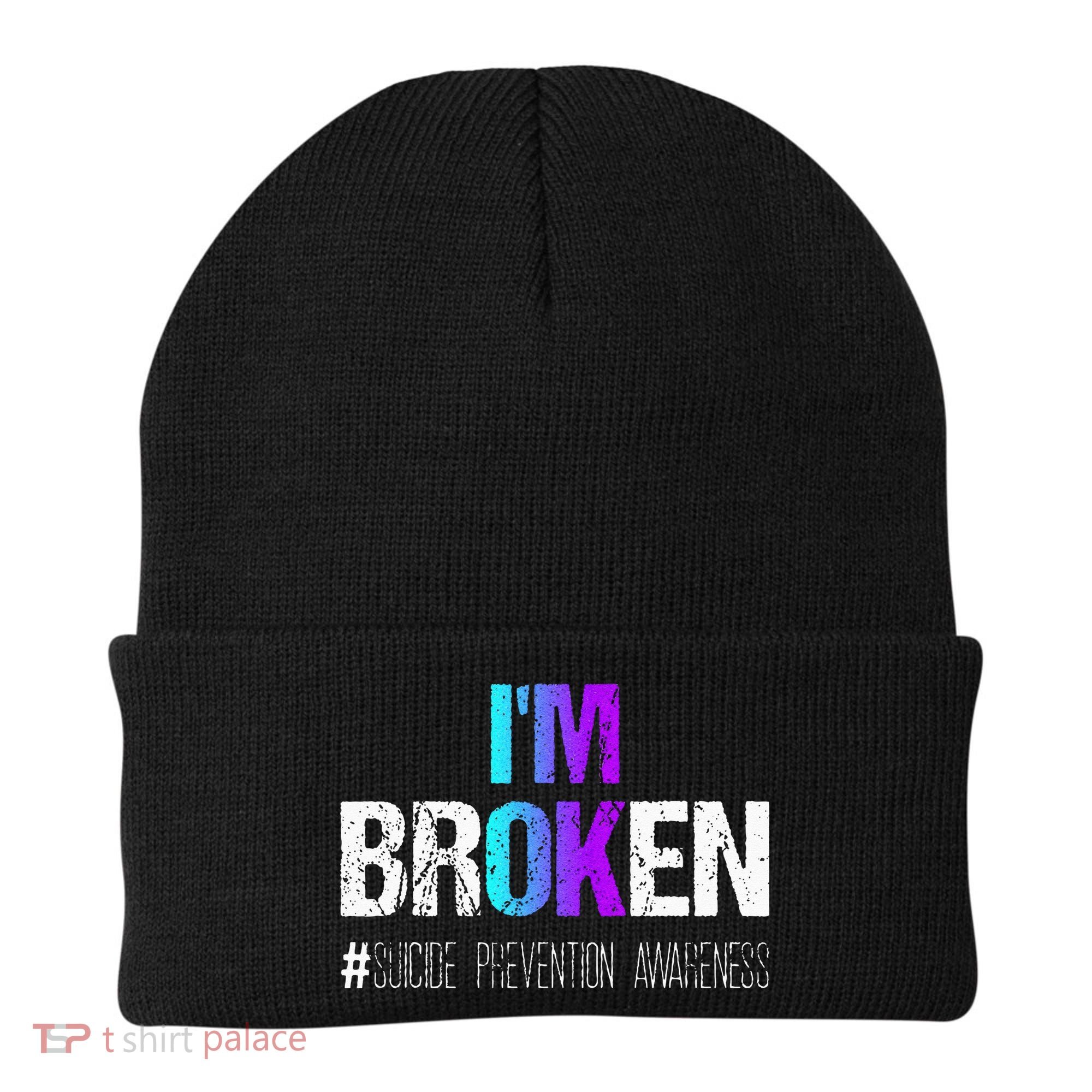 Im Broken Teal & Purple Ribbon Suicide Prevention Awareness Beanie