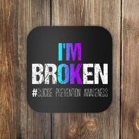 Im Broken Teal & Purple Ribbon Suicide Prevention Awareness Coaster thumb 0