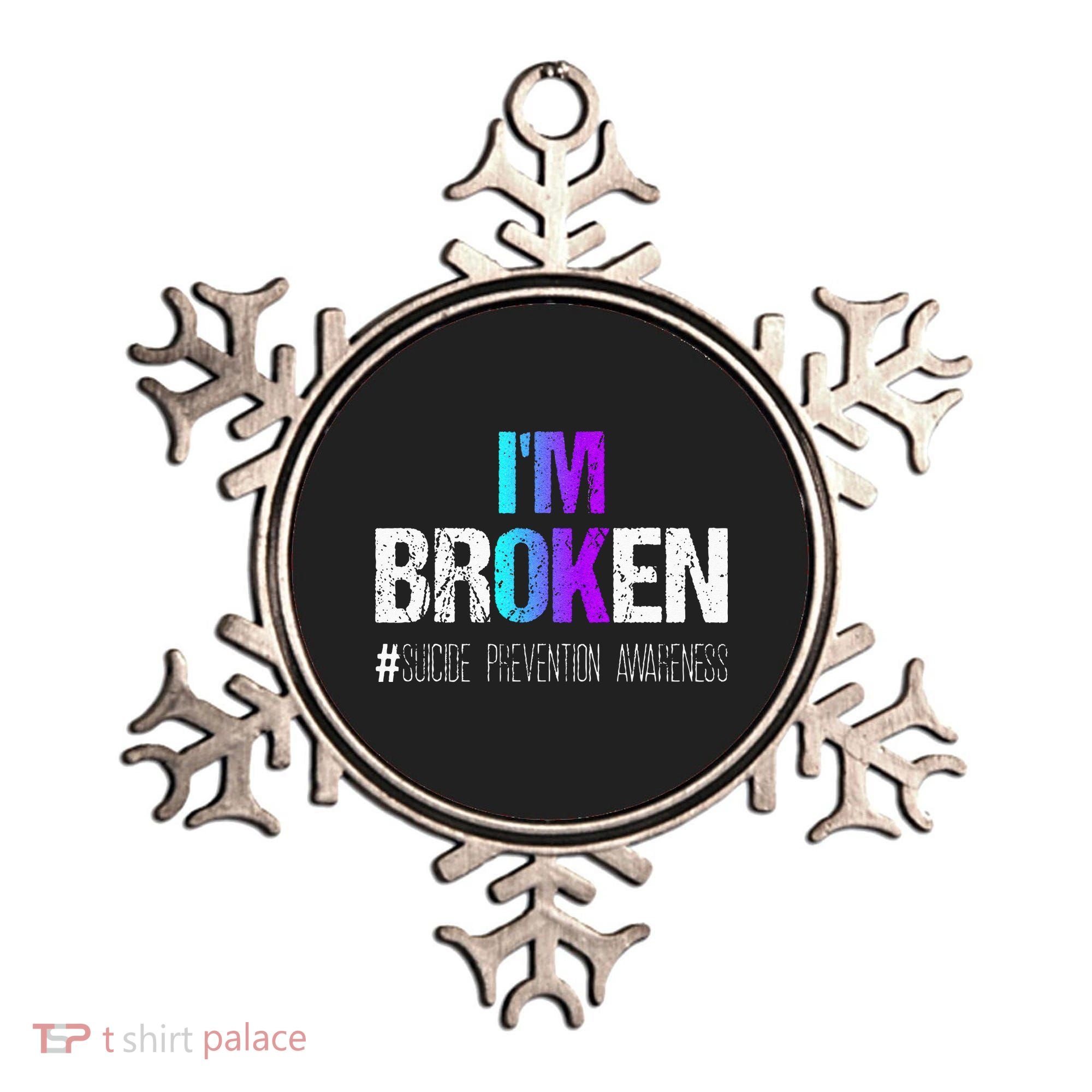 Im Broken Teal & Purple Ribbon Suicide Prevention Awareness Ornament