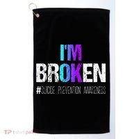 Im Broken Teal & Purple Ribbon Suicide Prevention Awareness Golf Towel thumb 0
