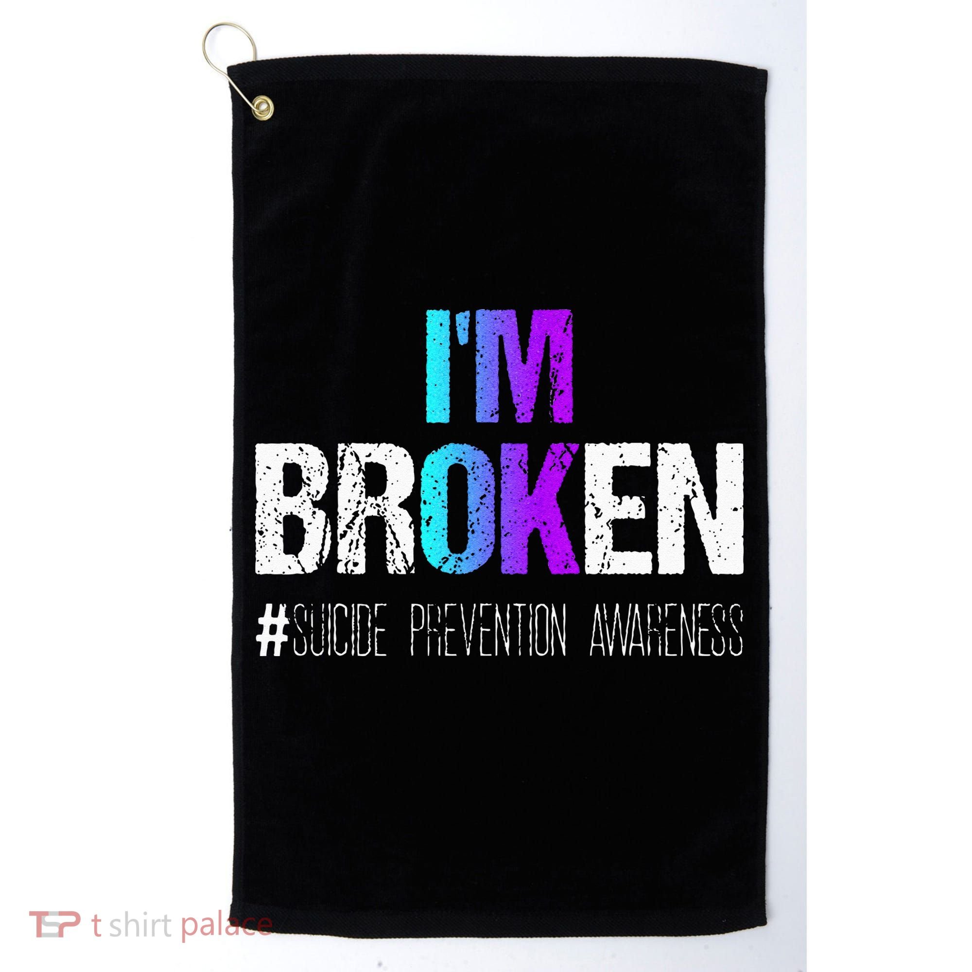 Im Broken Teal & Purple Ribbon Suicide Prevention Awareness Golf Towel