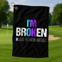 Im Broken Teal & Purple Ribbon Suicide Prevention Awareness Golf Towel thumb 1