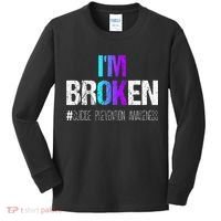Im Broken Teal & Purple Ribbon Suicide Prevention Awareness Kids Long Sleeve Shirt thumb 0