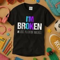 Im Broken Teal & Purple Ribbon Suicide Prevention Awareness Kids T-Shirt thumb 3
