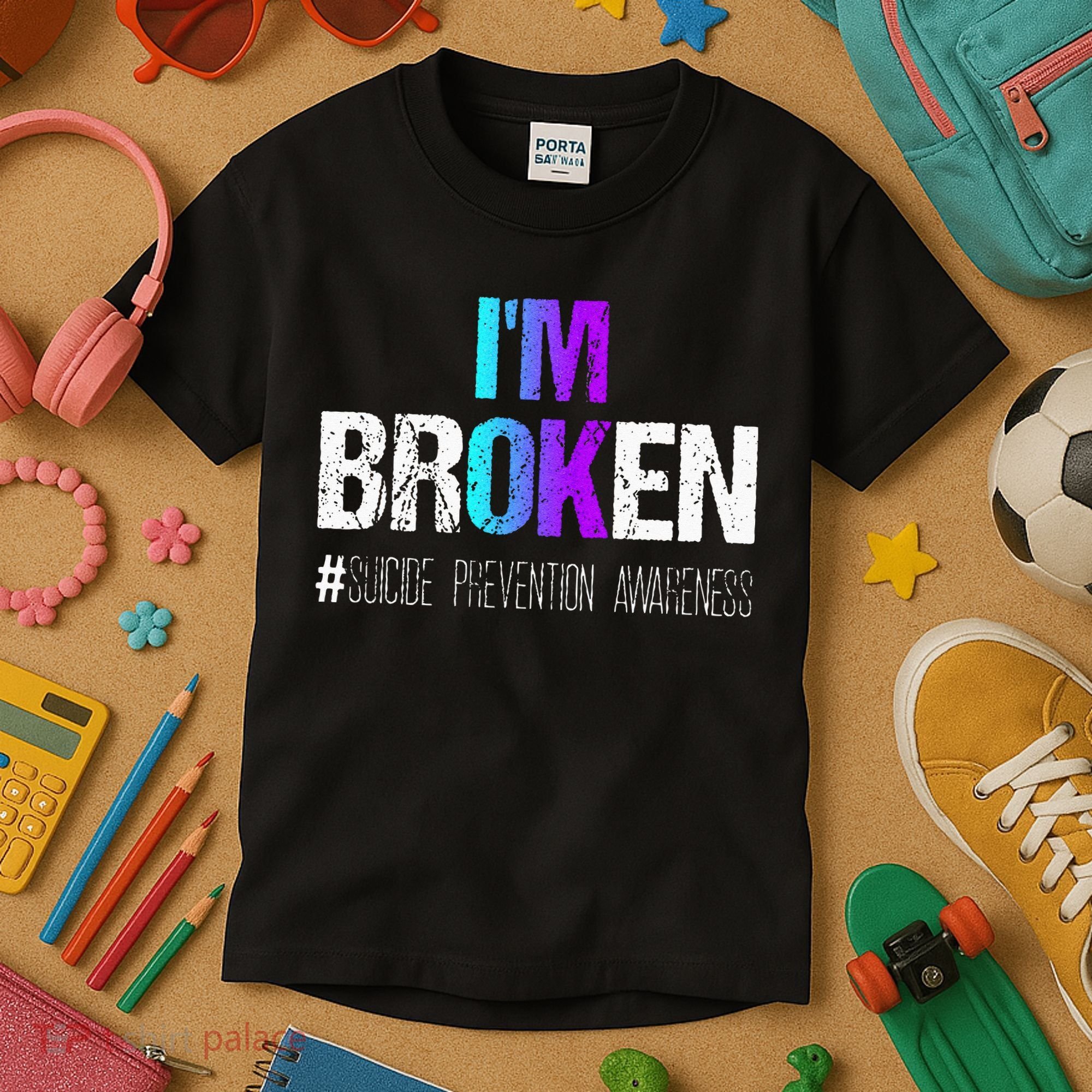 Im Broken Teal & Purple Ribbon Suicide Prevention Awareness Kids T-Shirt