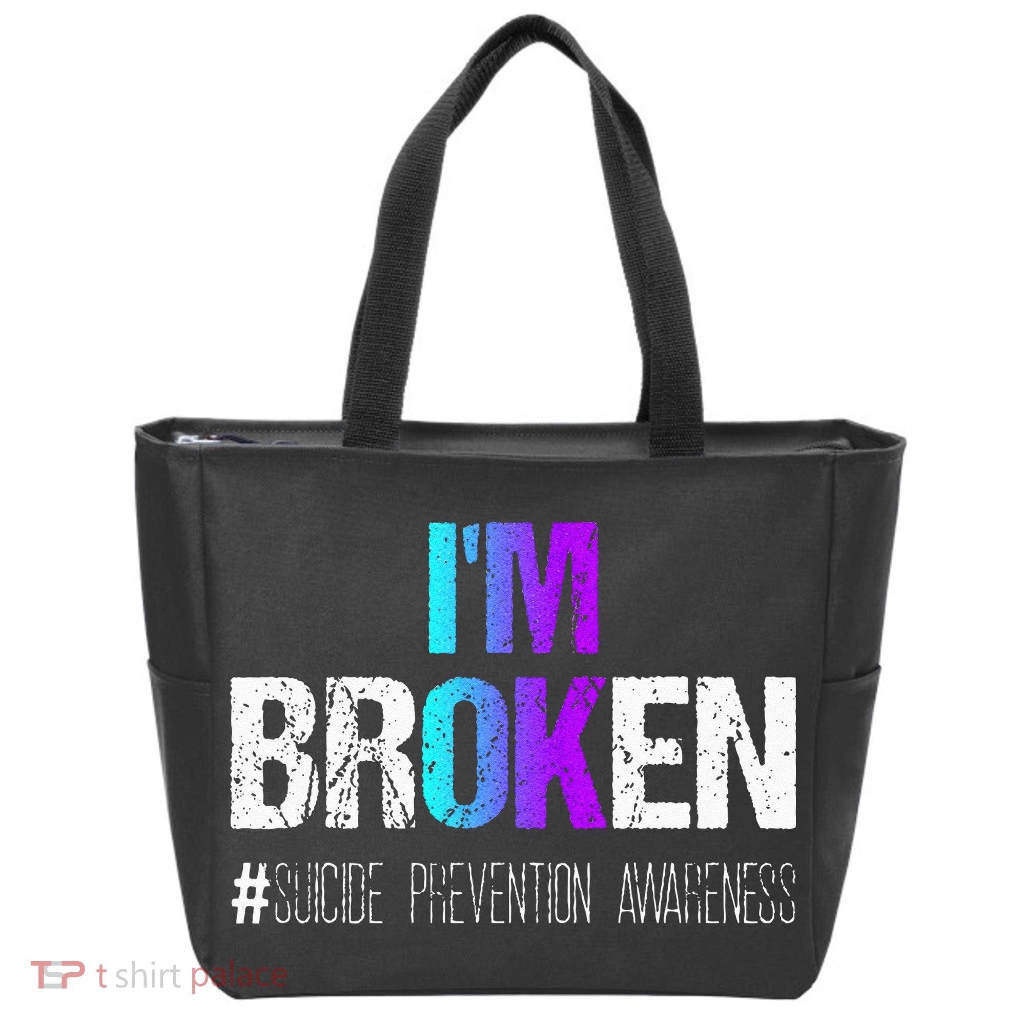 Im Broken Teal & Purple Ribbon Suicide Prevention Awareness Tote Bag