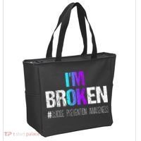 Im Broken Teal & Purple Ribbon Suicide Prevention Awareness Tote Bag thumb 2
