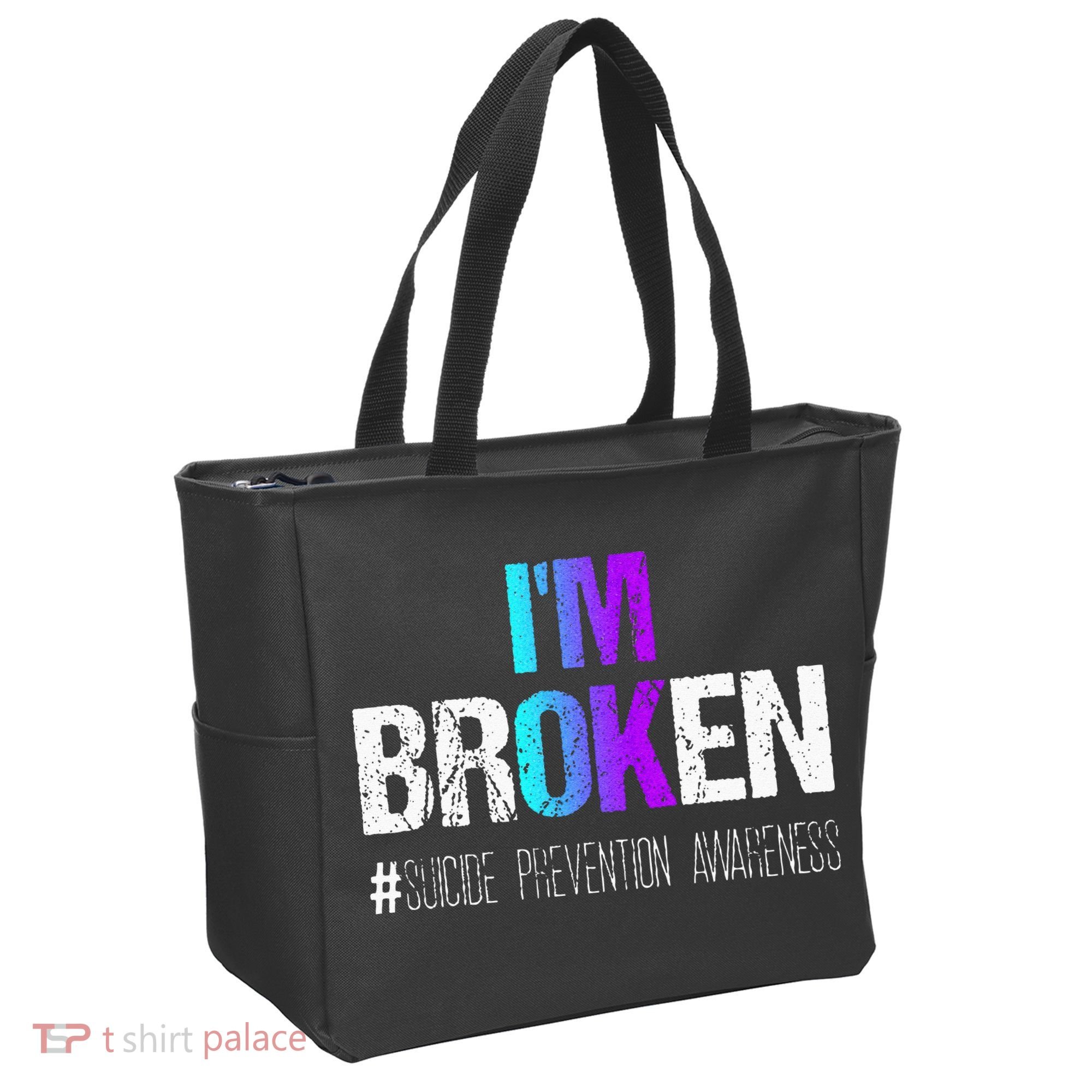 Im Broken Teal & Purple Ribbon Suicide Prevention Awareness Tote Bag