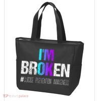 Im Broken Teal & Purple Ribbon Suicide Prevention Awareness Tote Bag thumb 3