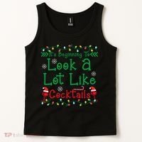 It's Beginning To Look A Lot Like Cocktails Funny Christmas Tank Top thumb 2