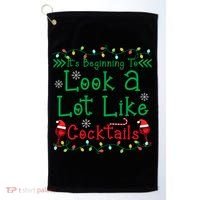 It's Beginning To Look A Lot Like Cocktails Funny Christmas Golf Towel thumb 0