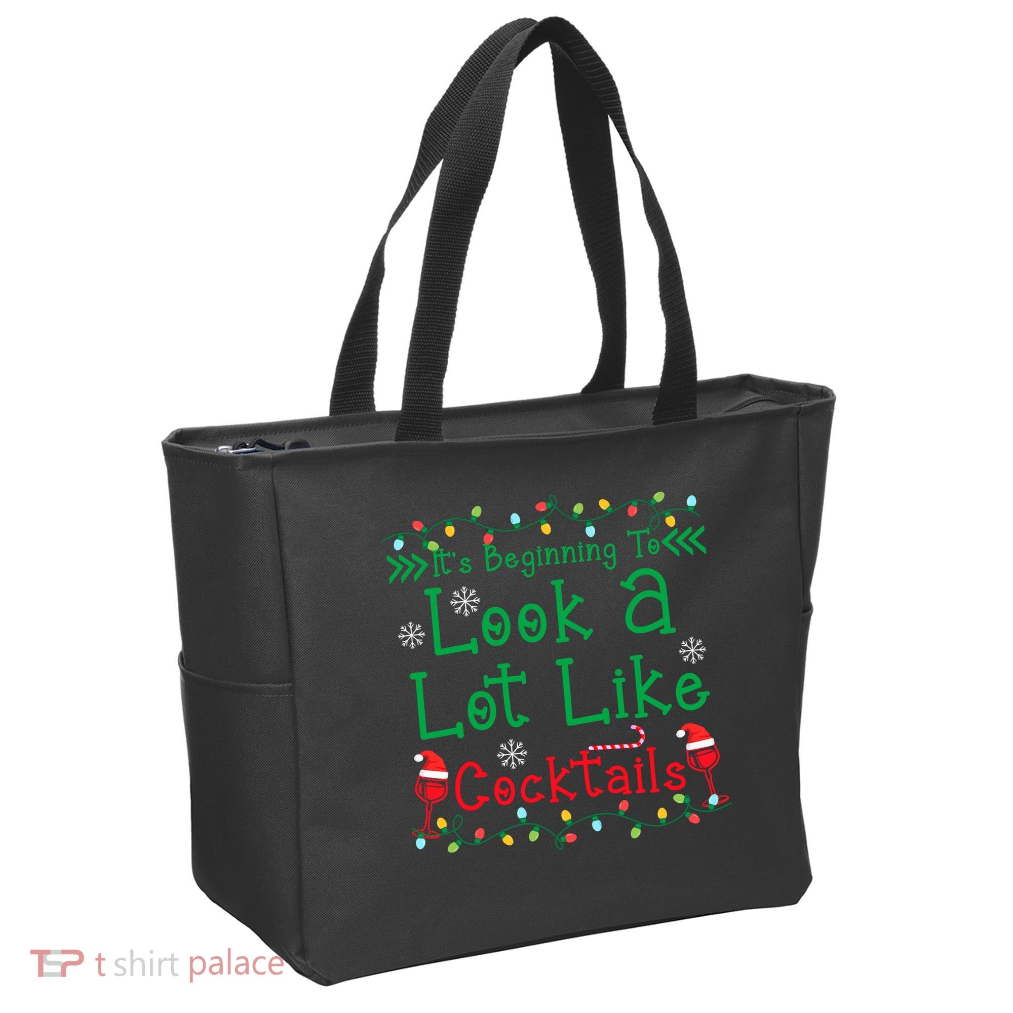 It's Beginning To Look A Lot Like Cocktails Funny Christmas Tote Bag