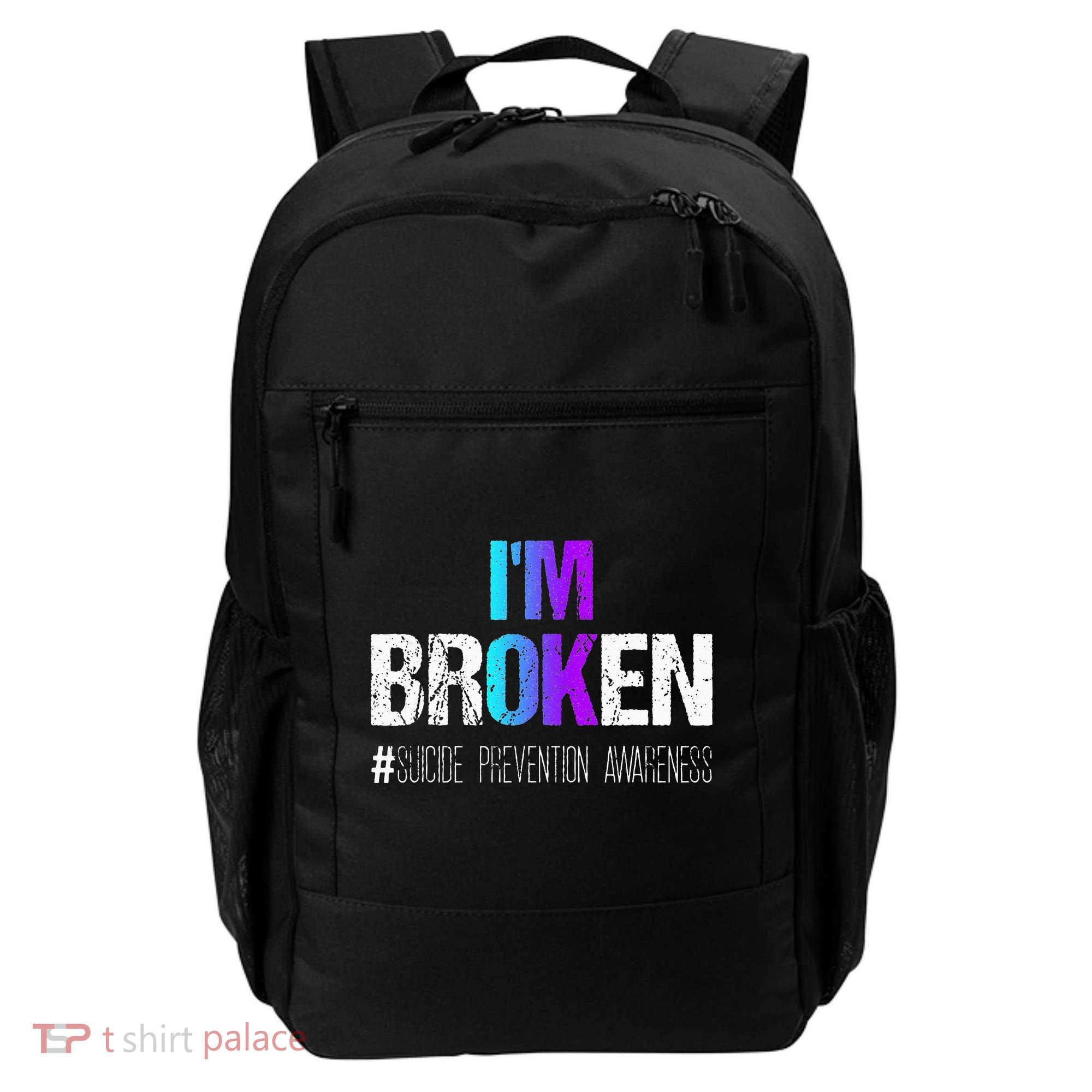 Im Broken Teal & Purple Ribbon Suicide Prevention Awareness Backpack