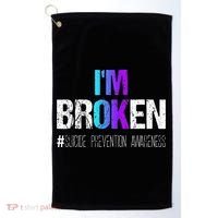Im Broken Teal & Purple Ribbon Suicide Prevention Awareness Golf Towel thumb 0