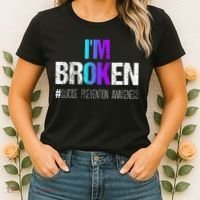 Im Broken Teal & Purple Ribbon Suicide Prevention Awareness Women's T-Shirt thumb 2