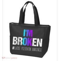 Im Broken Teal & Purple Ribbon Suicide Prevention Awareness Tote Bag thumb 3
