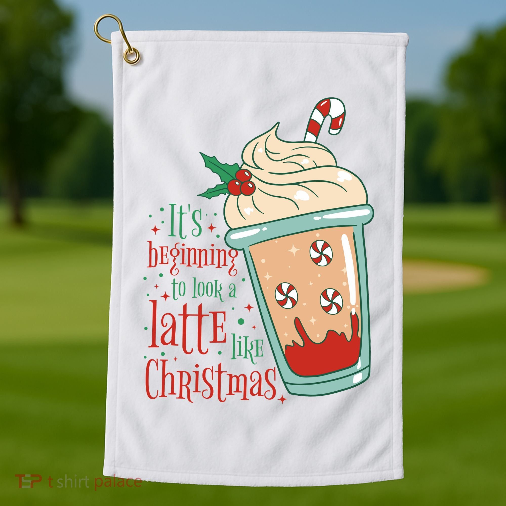 It's Beginning To Look A Latte Like Christmas Golf Towel