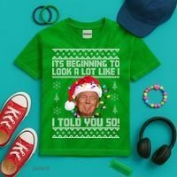 Its Beginning To Look A Like I Told You So Ugly Christmas Kids Tie-Dye T-Shirt thumb 2